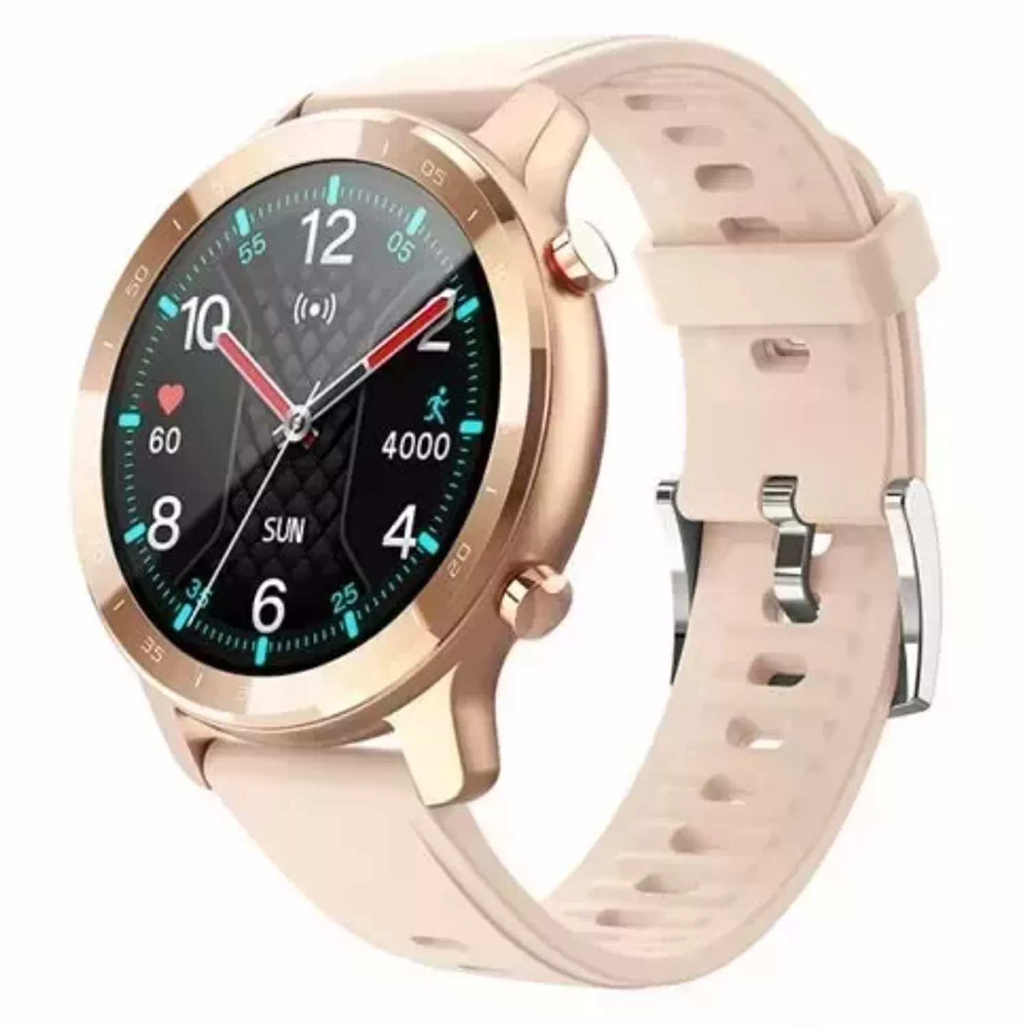 Smartwatch damski na różowym pasku silikonowym Garett Sport City RT złoty (1).webp